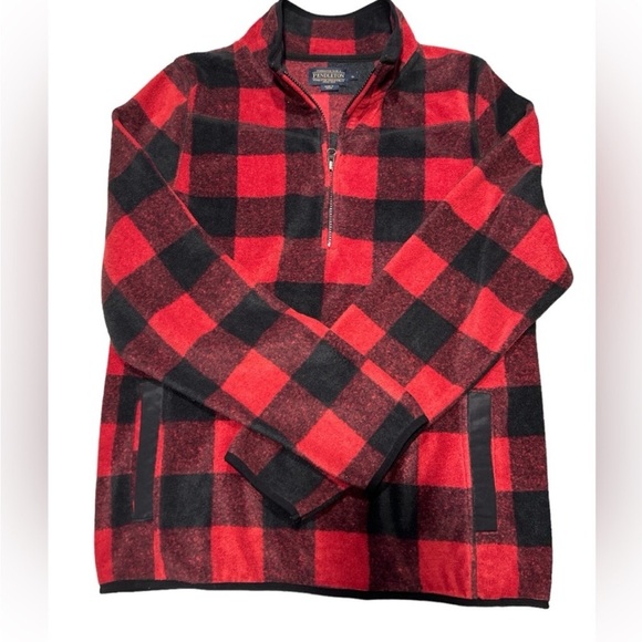 Pendleton black and red plaid jacket with quarter zipper size XL - Picture 1 of 6